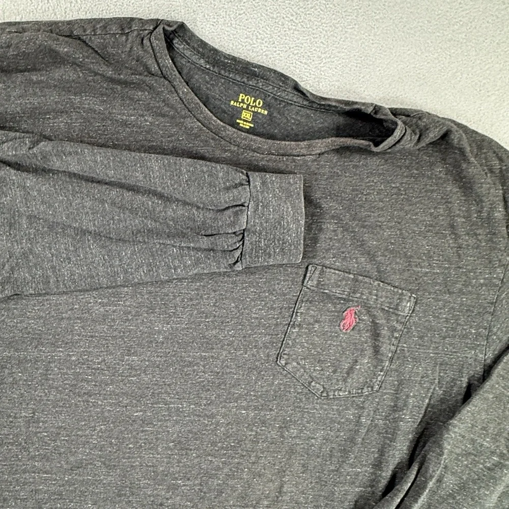 Polo Ralph Lauren Polo Pony Logo Gray Men's 2XL Long Sleeve Crew Neck Tee